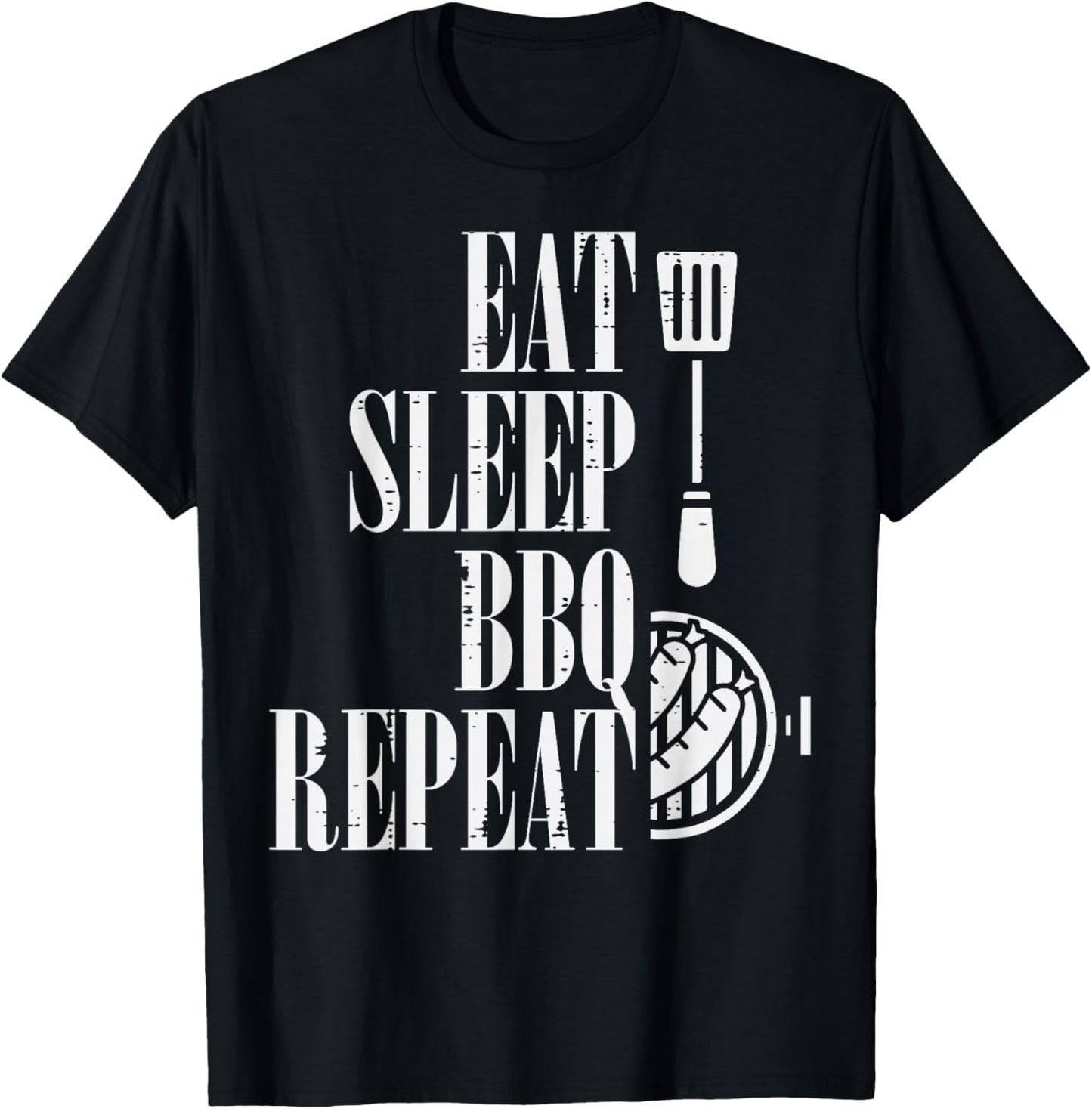 Eat Sleep Bbq Repeat Funny Barbecue Grilling Women Men Kids T-Shirt - T-Shirt | Black