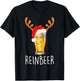 Winedeer Reinbeer Santa Hat Reindeer Couple Xmas Matching T-Shirt - T-Shirt | Black