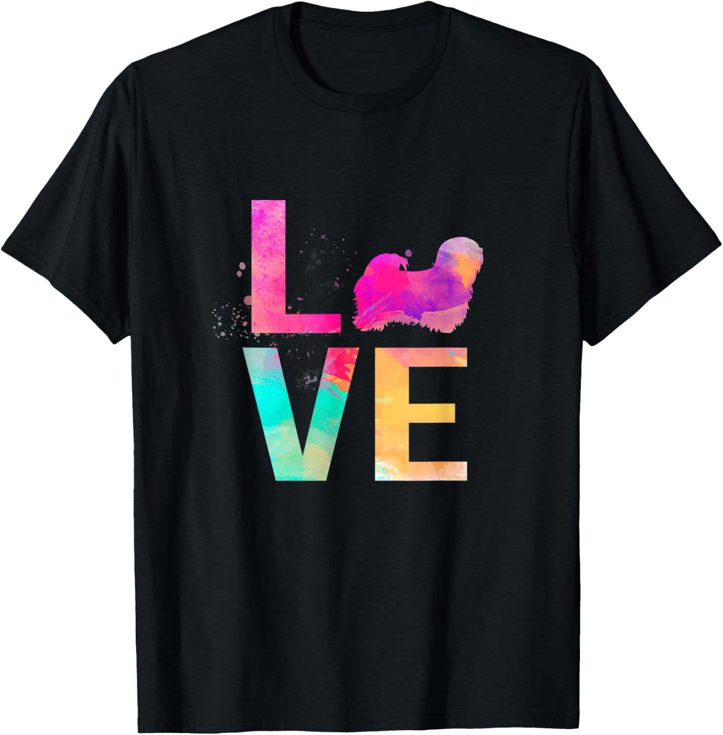 Colorful Lhasa Apso Dog Mom Gifts Lhasa Apso Men Women Kids T-Shirt - T-Shirt | Black
