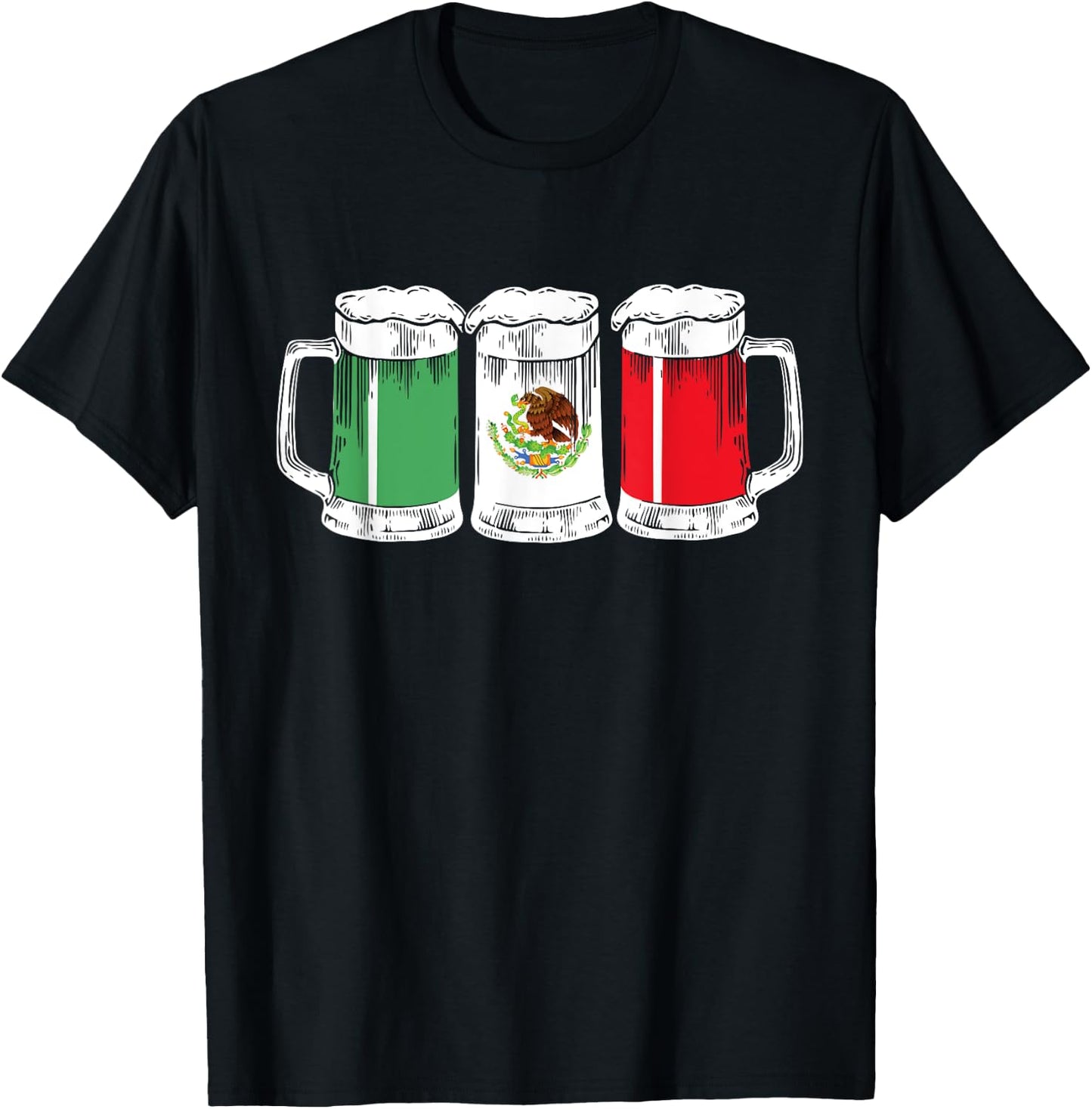 Viva Mexico Funny Beer Mexican Flag Cinco De Mayo Party Gift T-Shirt - T-Shirt | Black