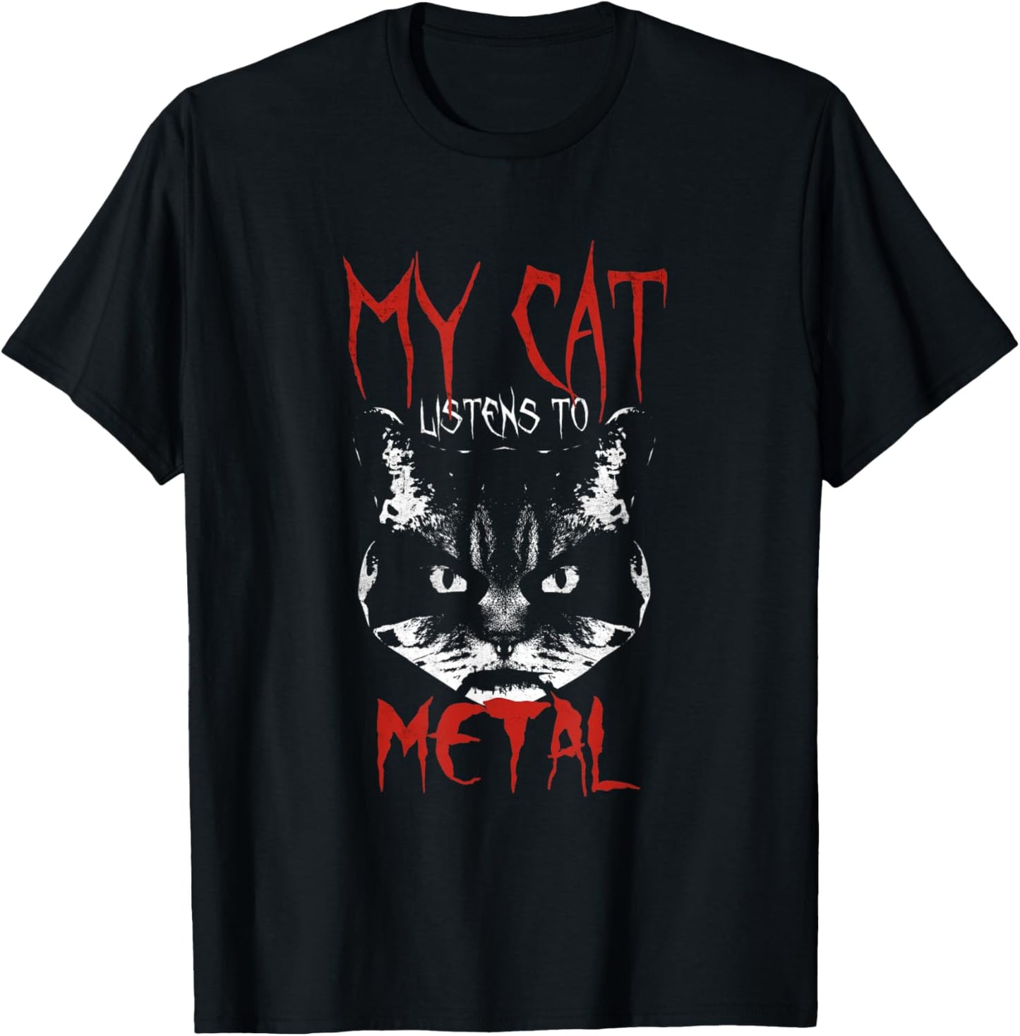 My Cat Listens to Metal Design Gothic Rock Black Metal T-Shirt - T-Shirt | Black