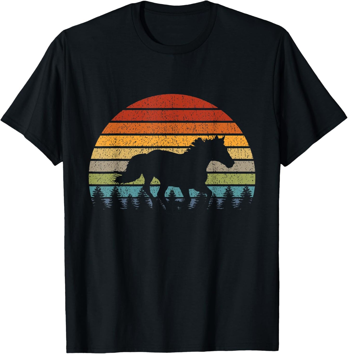 Retro Running Horse T-Shirt - T-Shirt | Black