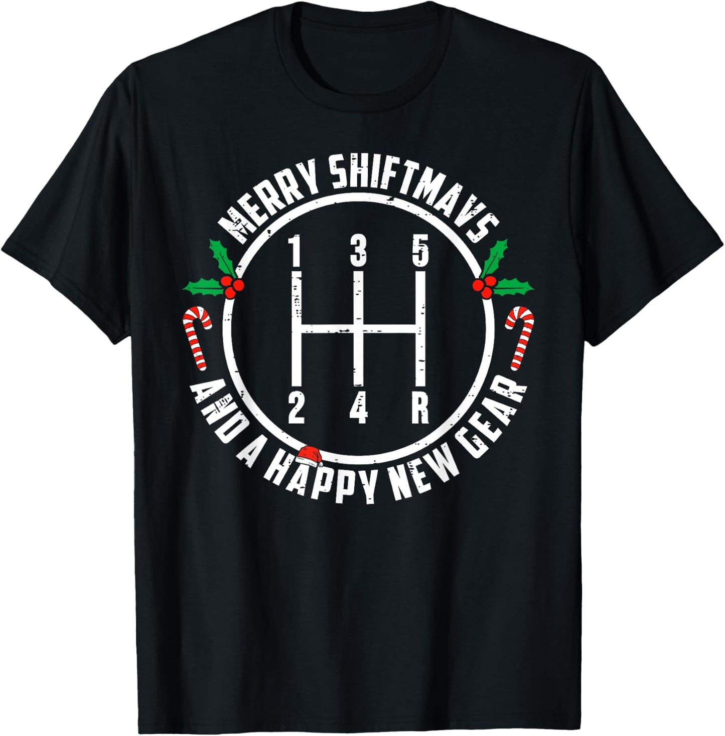 Merry Shiftmas And A Happy New Gear Car Guy Christmas T-Shirt - T-Shirt | Black