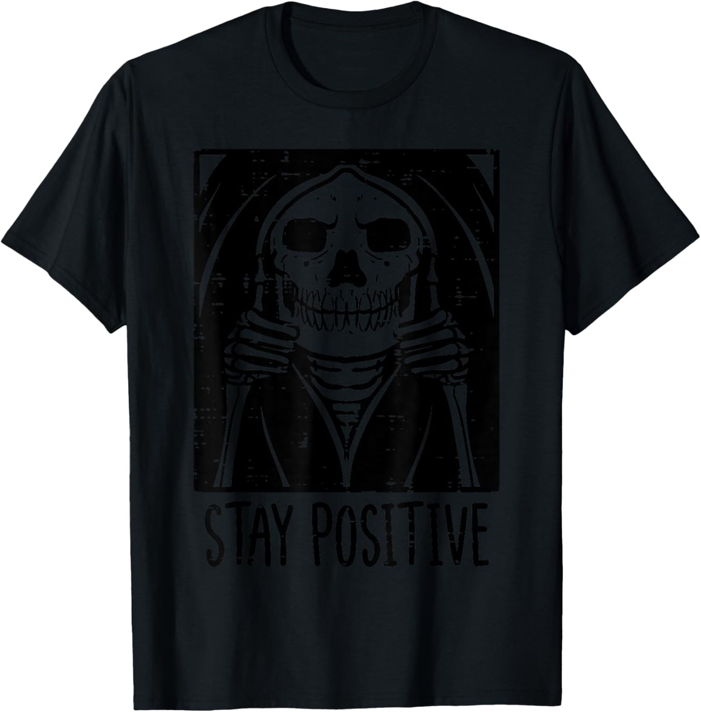 Halloween Grim Reaper Stay Positive Costume Men Women Kids T-Shirt - T-Shirt | Black