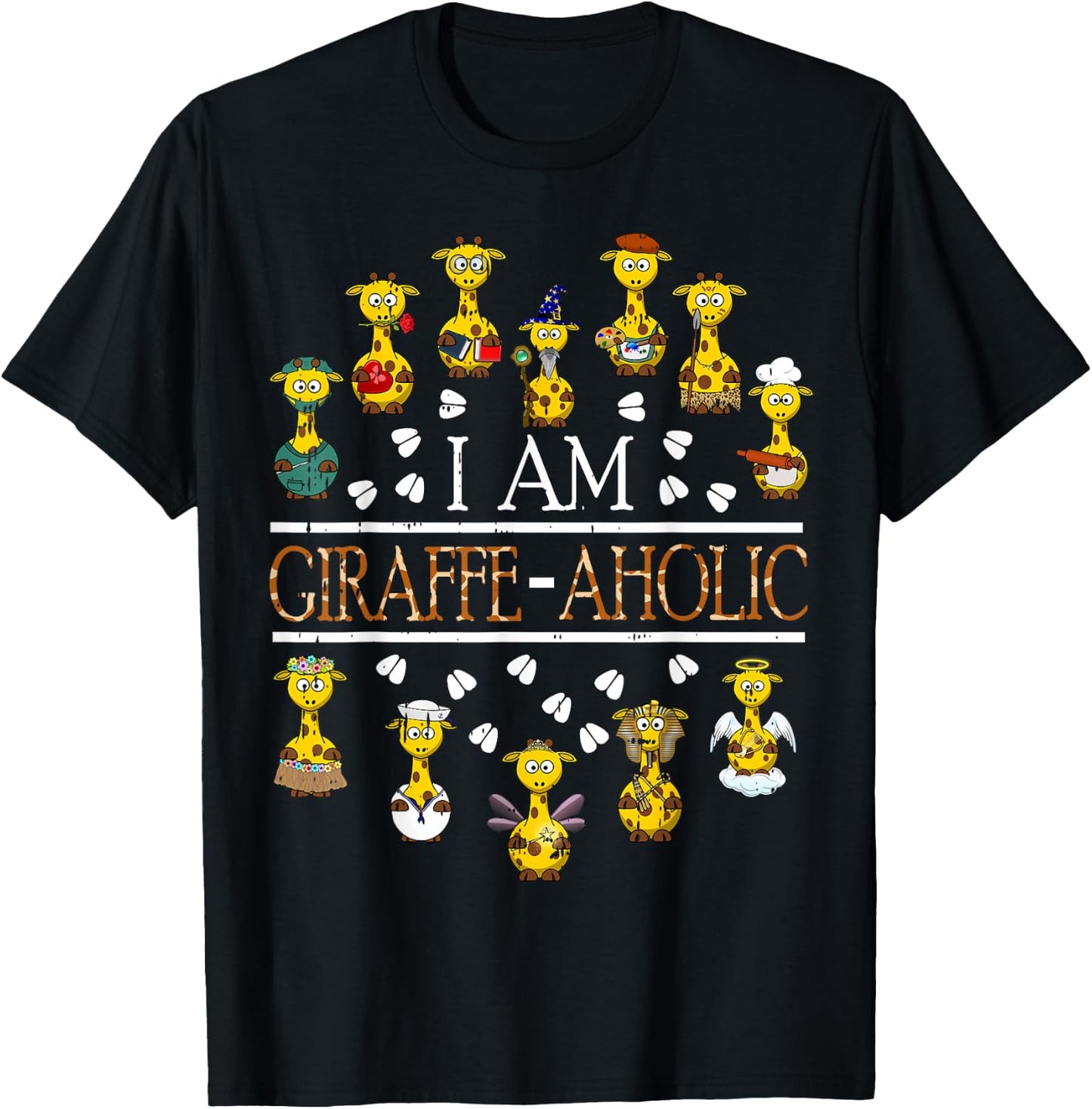 Giraffe Aholic Animal Wildlife Safari Giraffe Lover Gift T-Shirt - T-Shirt | Black
