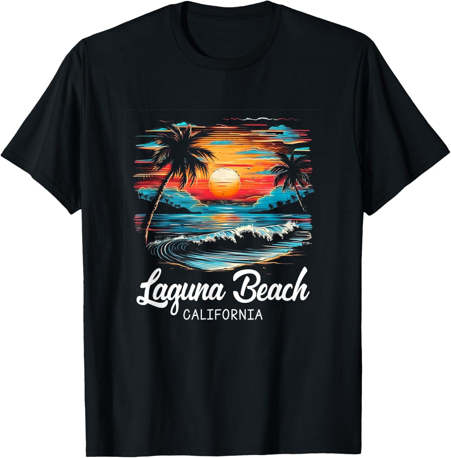 Family Vacation Retro Sunset California Laguna Beach T-Shirt - T-Shirt | Black