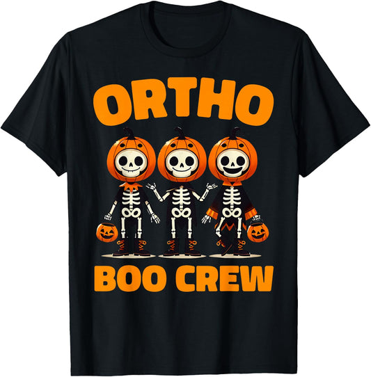 Cute Ortho Squad Spooky Ortho Orthopedic Boo Crew Halloween T-Shirt - T-Shirt | Black