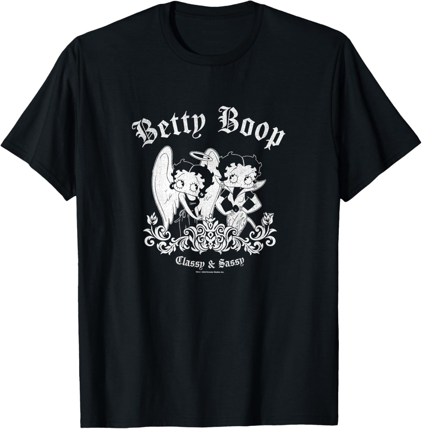 Betty Boop Classy & Sassy Angel & Demon Vintage Logo T-Shirt - T-Shirt | Black