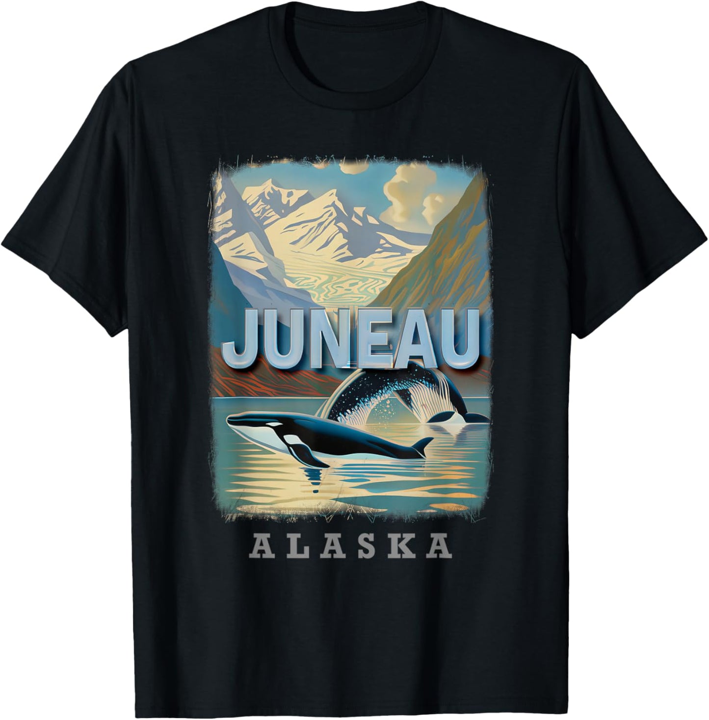 Juneau Alaska AK Glacier Majesty SD990 T-Shirt - T-Shirt | Black