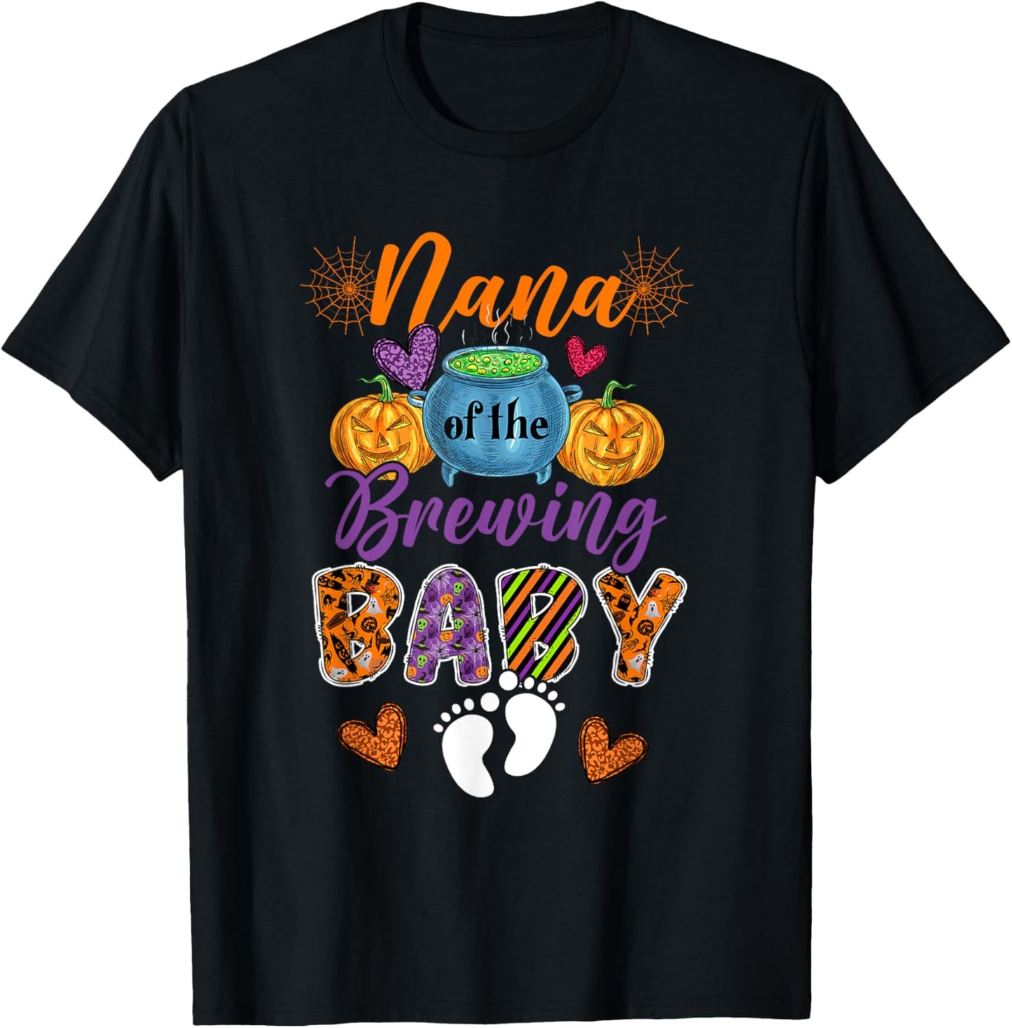 Nana Of The Brewing Halloween Baby Expecting New Baby T-Shirt - T-Shirt | Black