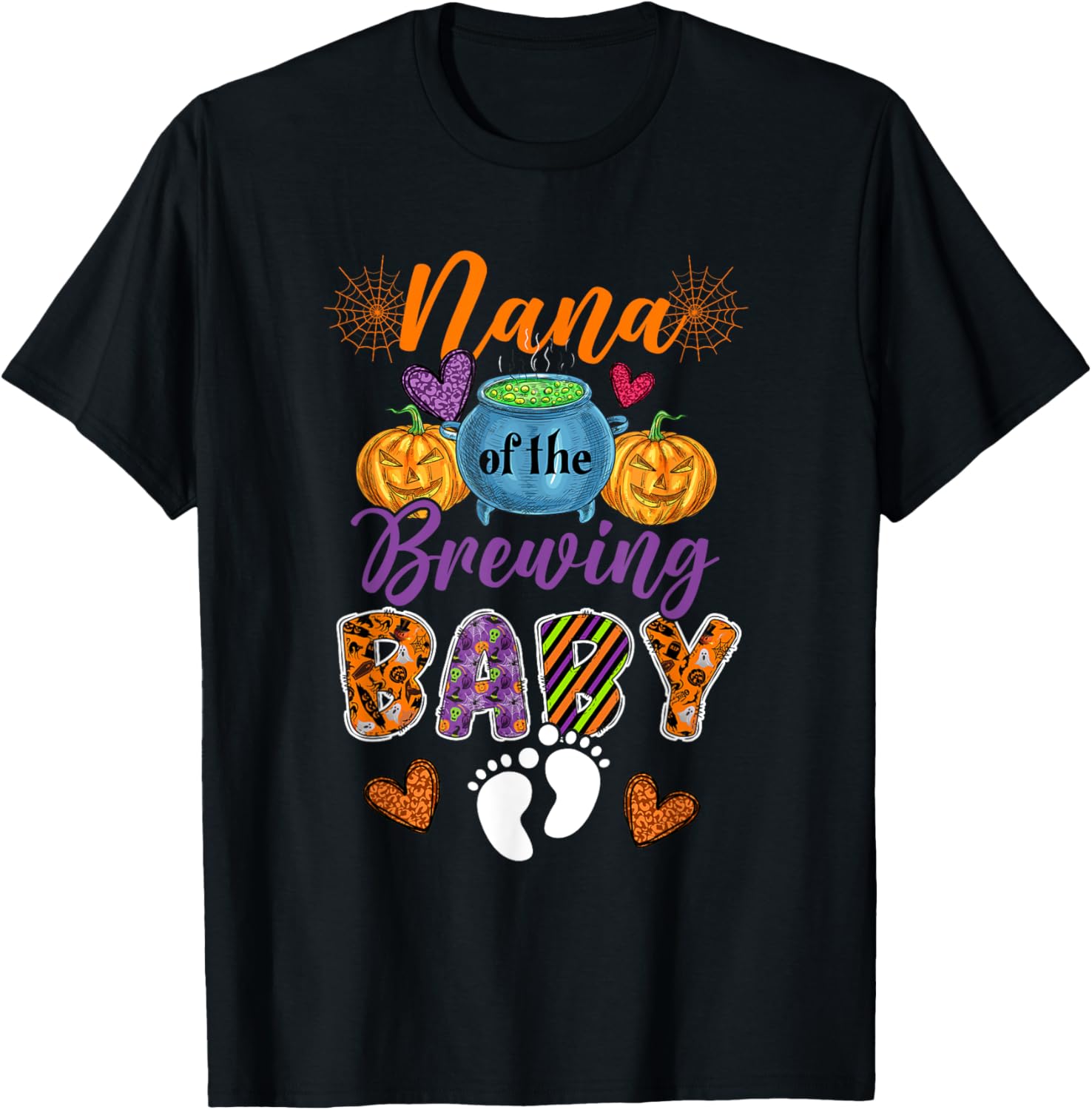 Nana Of The Brewing Halloween Baby Expecting New Baby T-Shirt - T-Shirt | Black