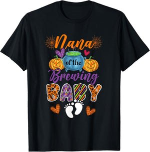 Nana Of The Brewing Halloween Baby Expecting New Baby T-Shirt - T-Shirt | Black