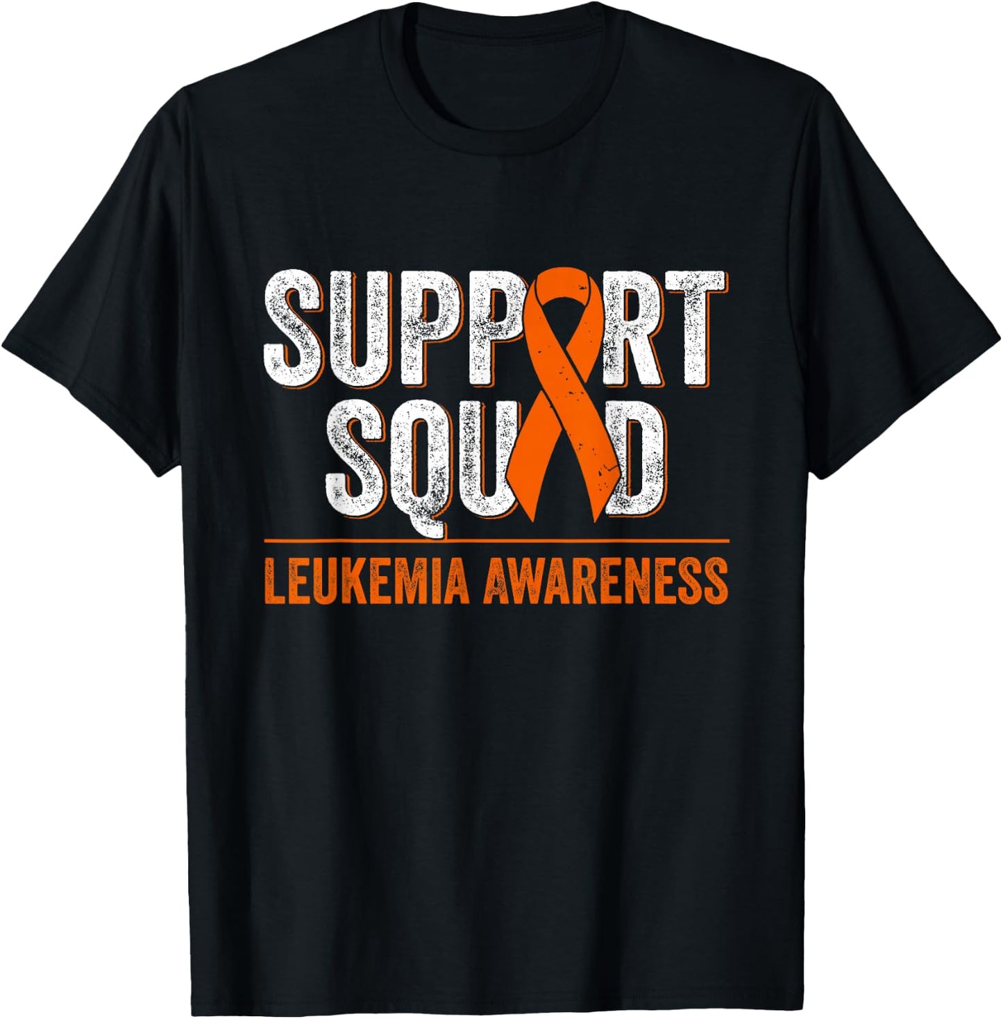 Support Squad Orange Ribbon Leukemia Blood Cancer Awareness T-Shirt - T-Shirt | Black
