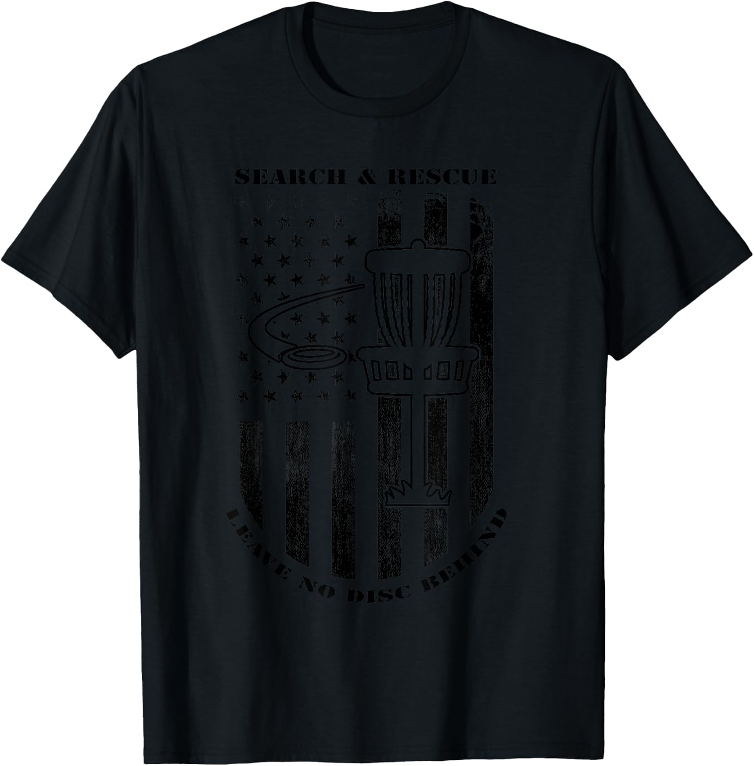Disc Golf Search & Rescue Leave No Disc Behind Black T-Shirt - T-Shirt | Black