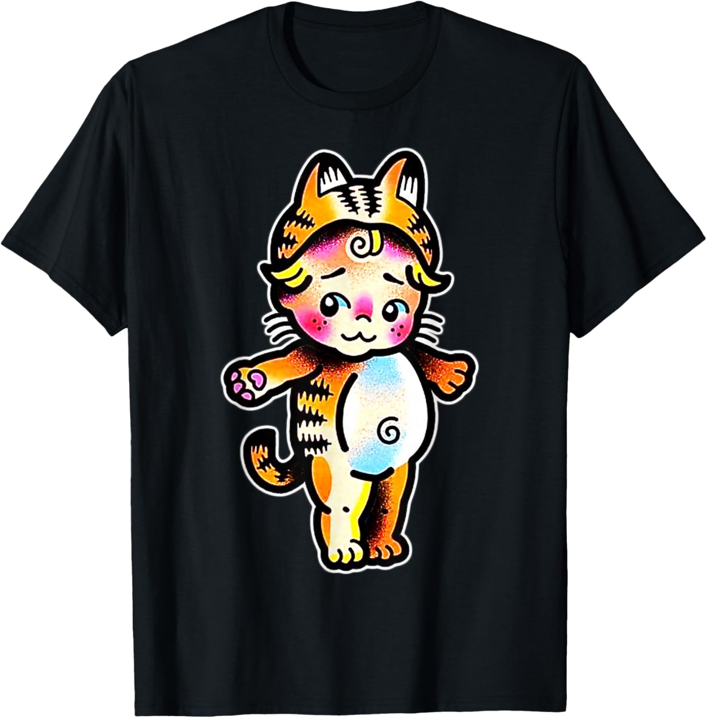 Kewpie Baby Tiger Cat T-Shirt - T-Shirt | Black