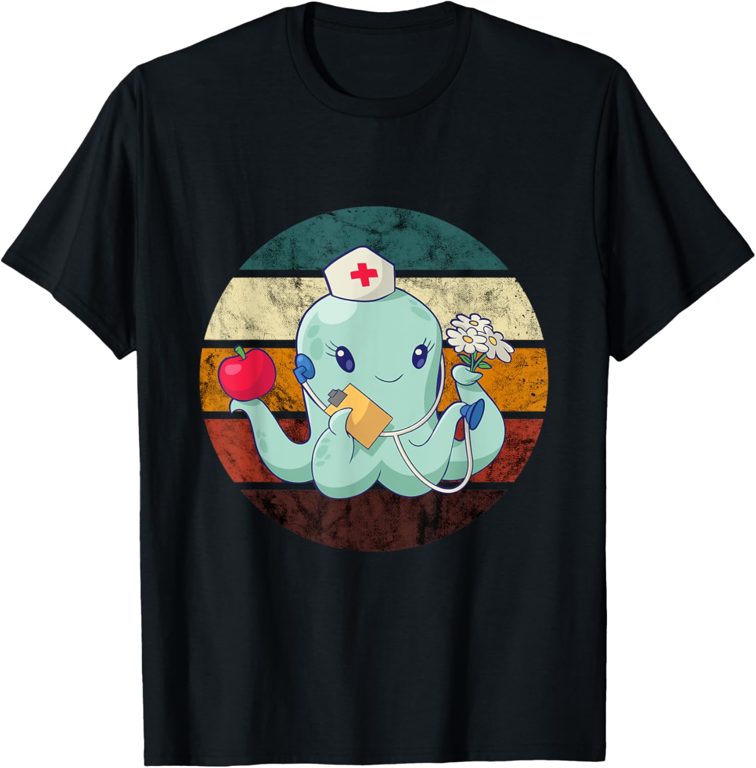 Octopus Doctor Retro Cephalopod Sea Monster Vintage Kraken T-Shirt - T-Shirt | Black