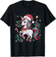 Cute Unicorn Christmas Girls Kids Toddler Xmas Santa Unicorn T-Shirt - T-Shirt | Black