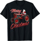 Merry Christmas Farm Tractor Santa Tractor Farmer Christmas T-Shirt - T-Shirt | Black