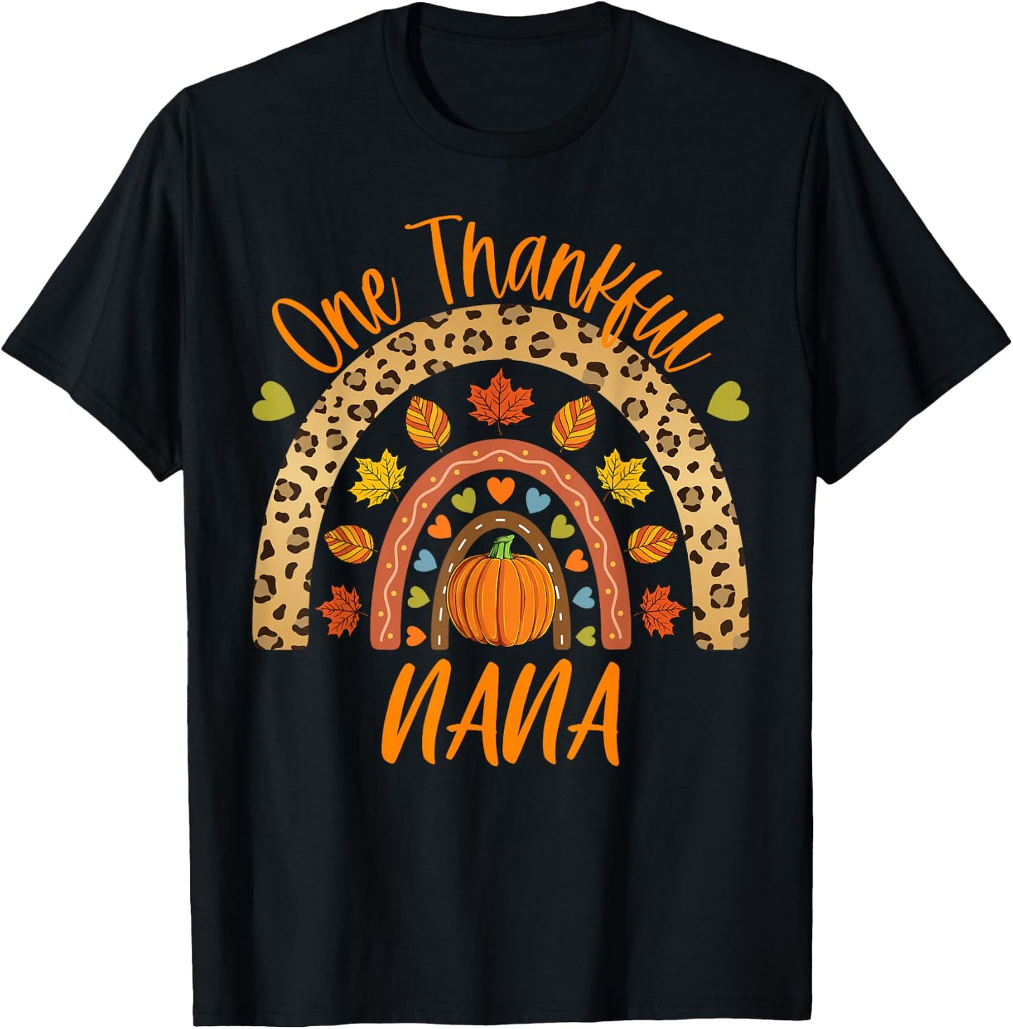 One Thankful Nana Thanksgiving Grandma Autumn Fall Women T-Shirt - T-Shirt | Black