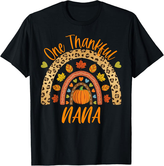 One Thankful Nana Thanksgiving Grandma Autumn Fall Women T-Shirt - T-Shirt | Black