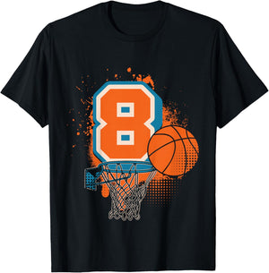 Kids 8th Birthday Boy Basketball Player Basketball 8 Years Old T-Shirt - T-Shirt | Black