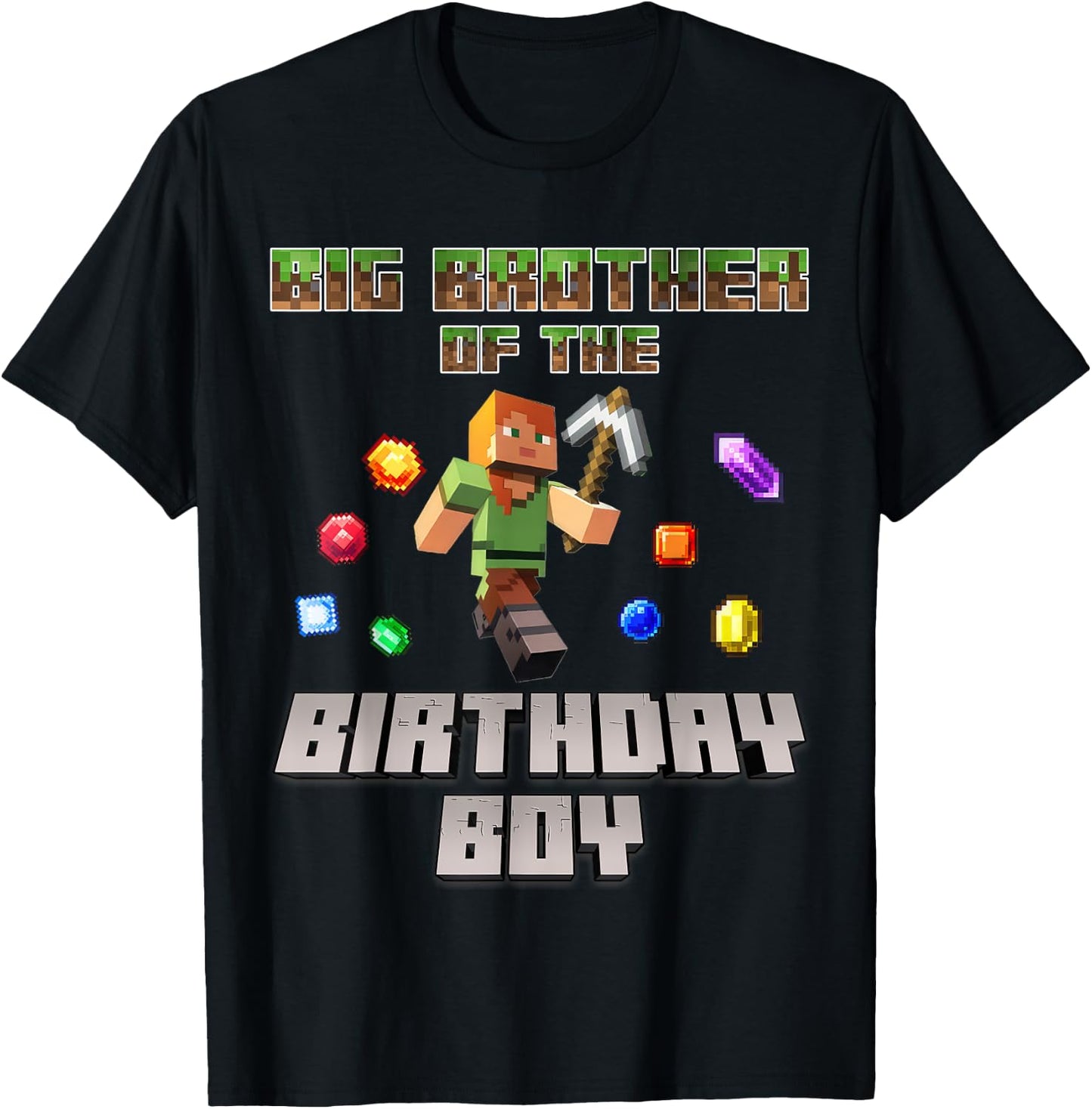 Big Brother Of The Birthday Boy Video Gamer Pixel Number T-Shirt - T-Shirt | Black