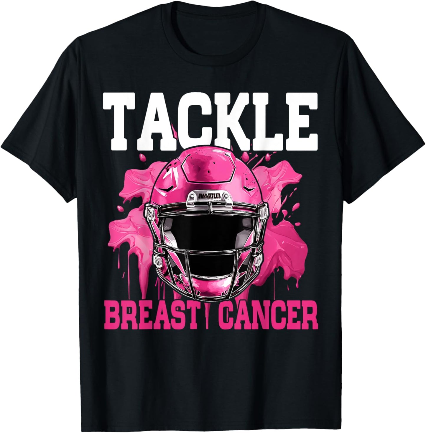 Tackle Football Breast Cancer Awareness Pink Ribbon Boys Kid T-Shirt - T-Shirt | Black