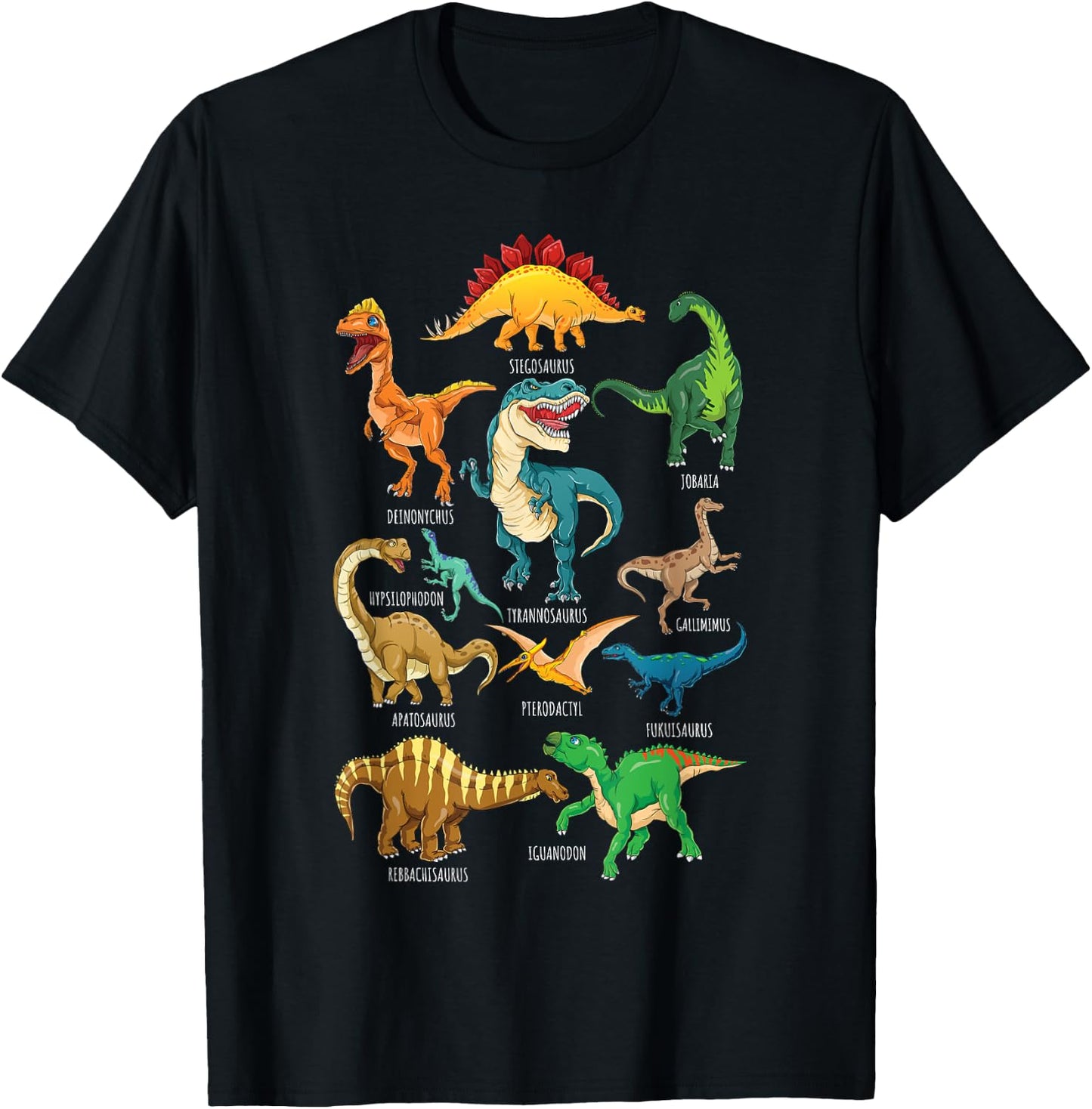 Types Of Dinosaurs Graphics Dino Identification T-Shirt - T-Shirt | Black