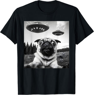 Cool Pug Outfit Pug Alien UFO Funny Women T-Shirt - T-Shirt | Black