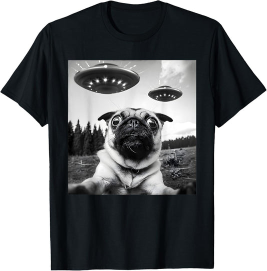 Cool Pug Outfit Pug Alien UFO Funny Women T-Shirt - T-Shirt | Black