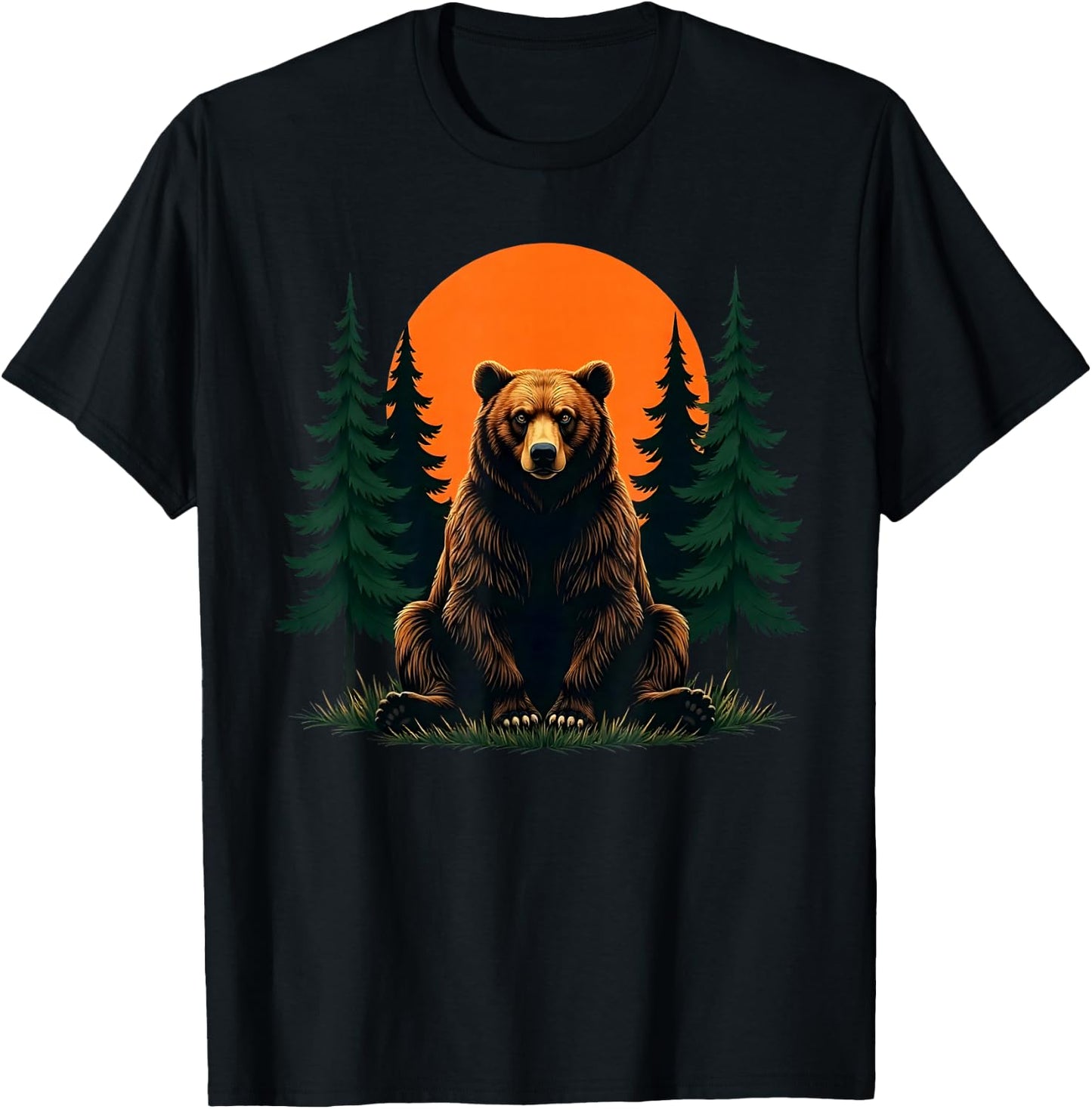 Retro Wildlife Forest Bear Outdoors Nature T-Shirt - T-Shirt | Black