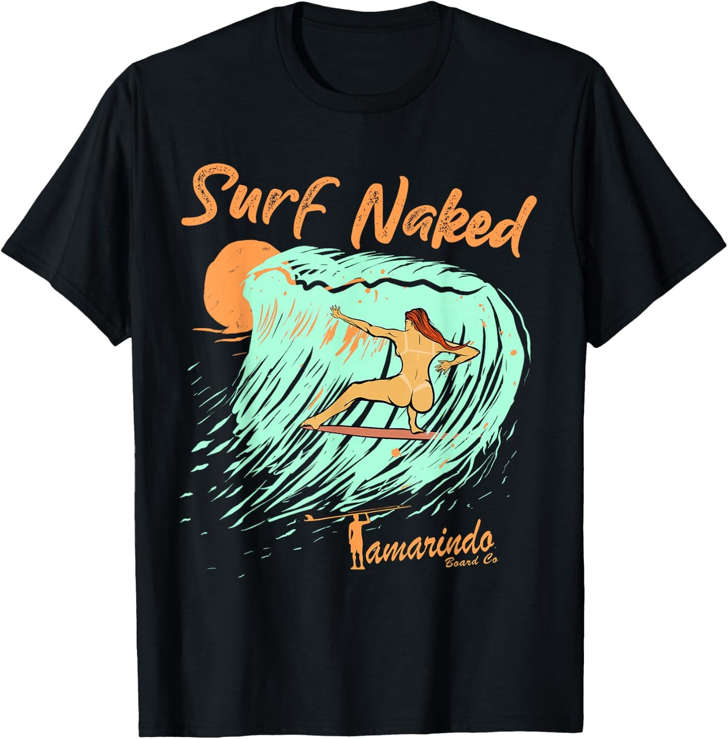 Naked Surf, Surfing funny surf Naked T-Shirt - T-Shirt | Black