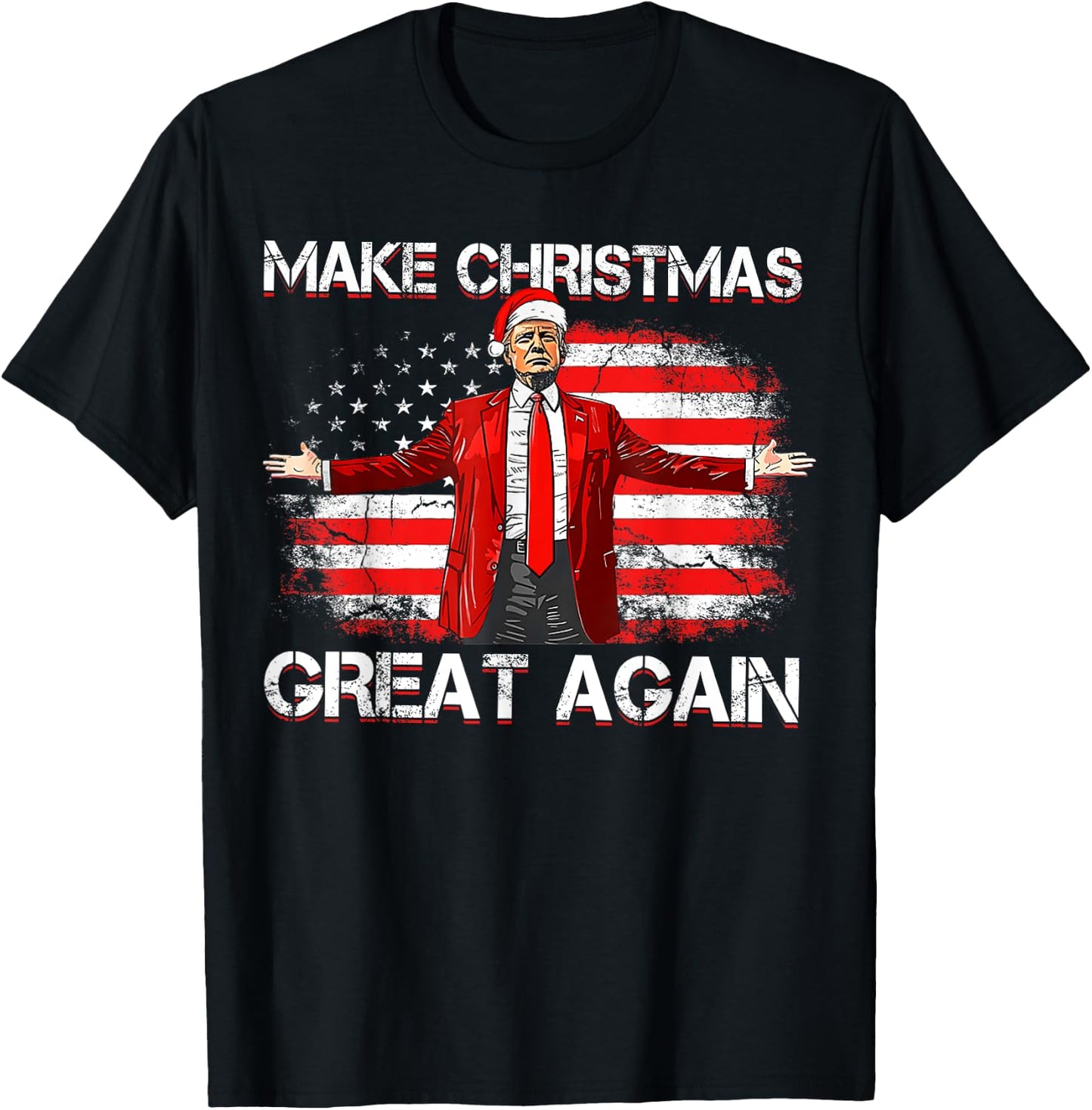 Make Christmas Great Again Santa Funny Trump Xmas Pajamas T-Shirt - T-Shirt | Black