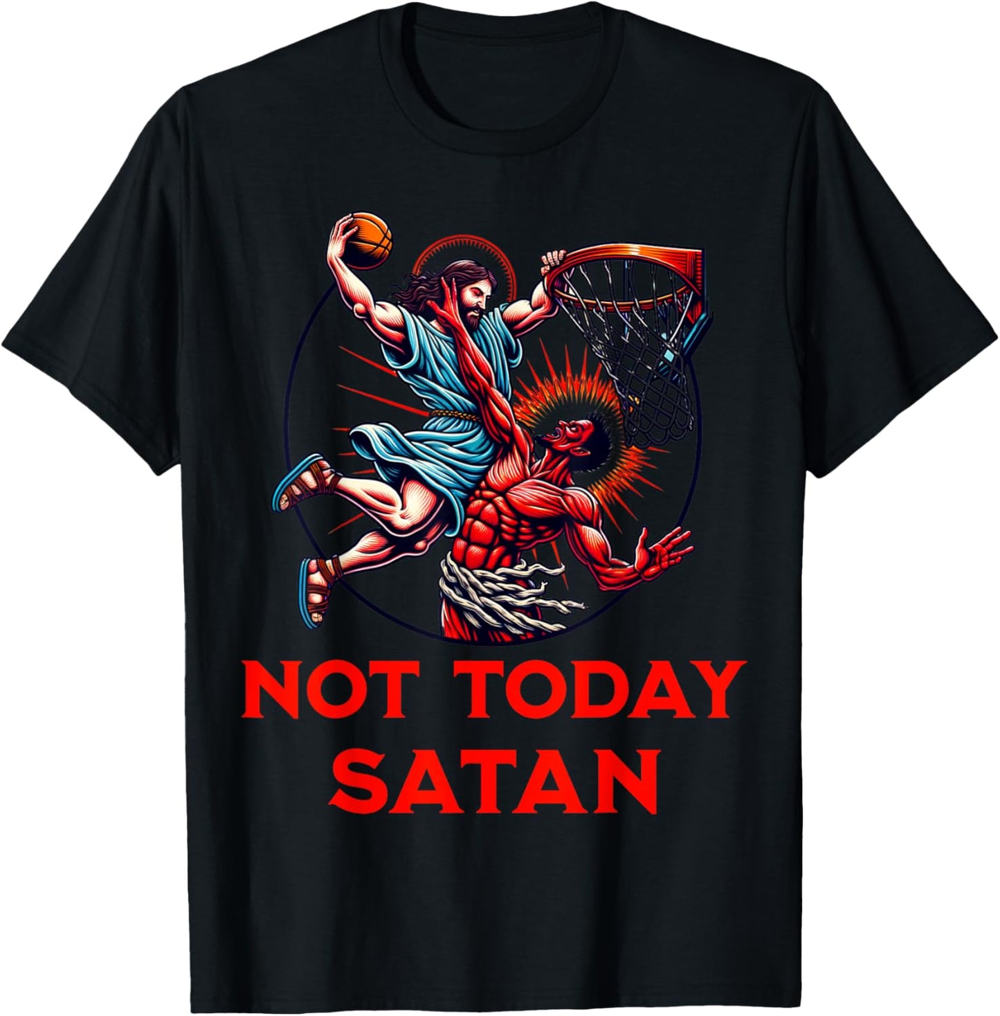 Not Today Satan Basketball T-Shirt - T-Shirt | Black