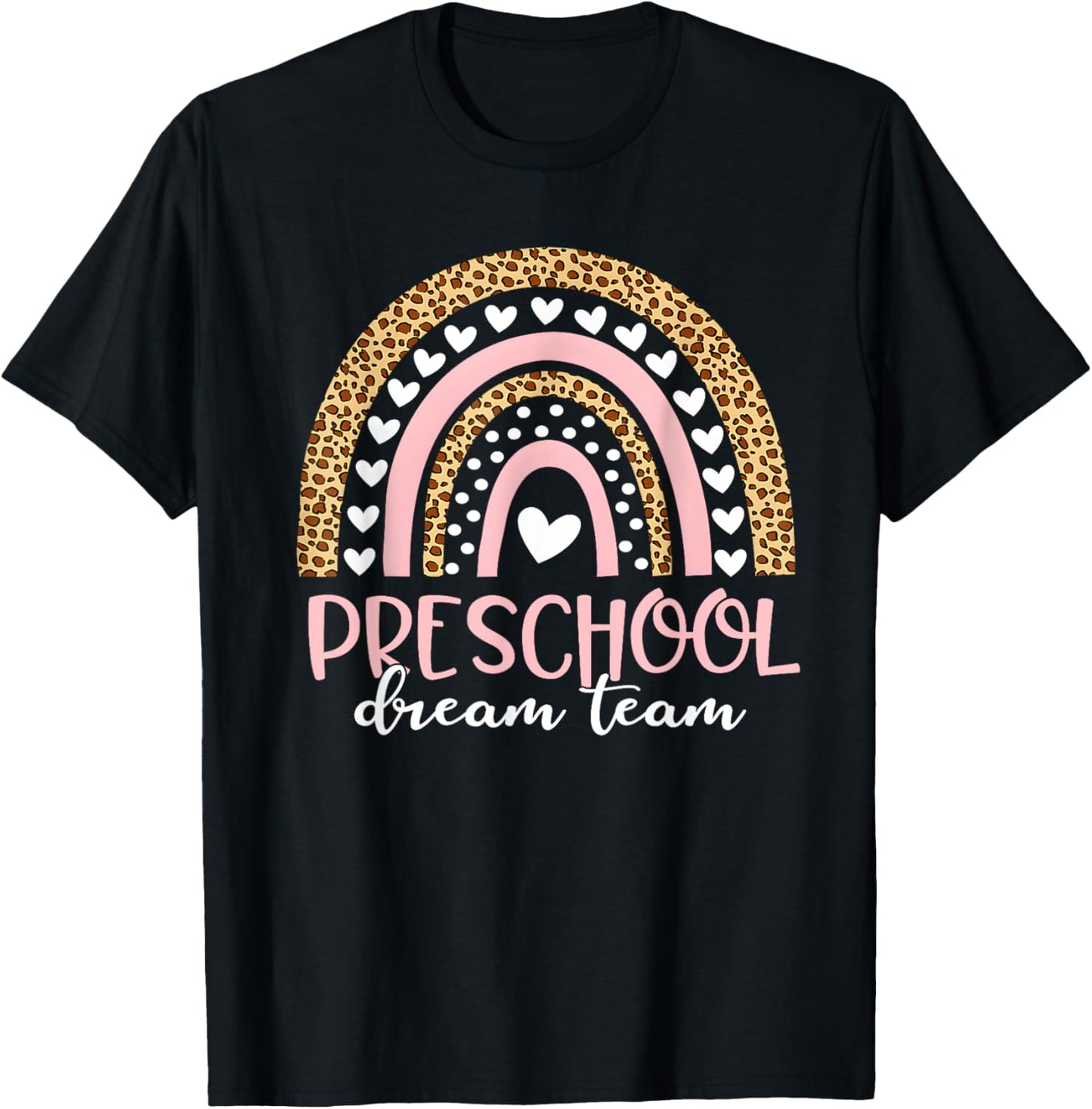 Preschool Dream Team Rainbow Teacher Squad Back To School T-Shirt - T-Shirt | Black
