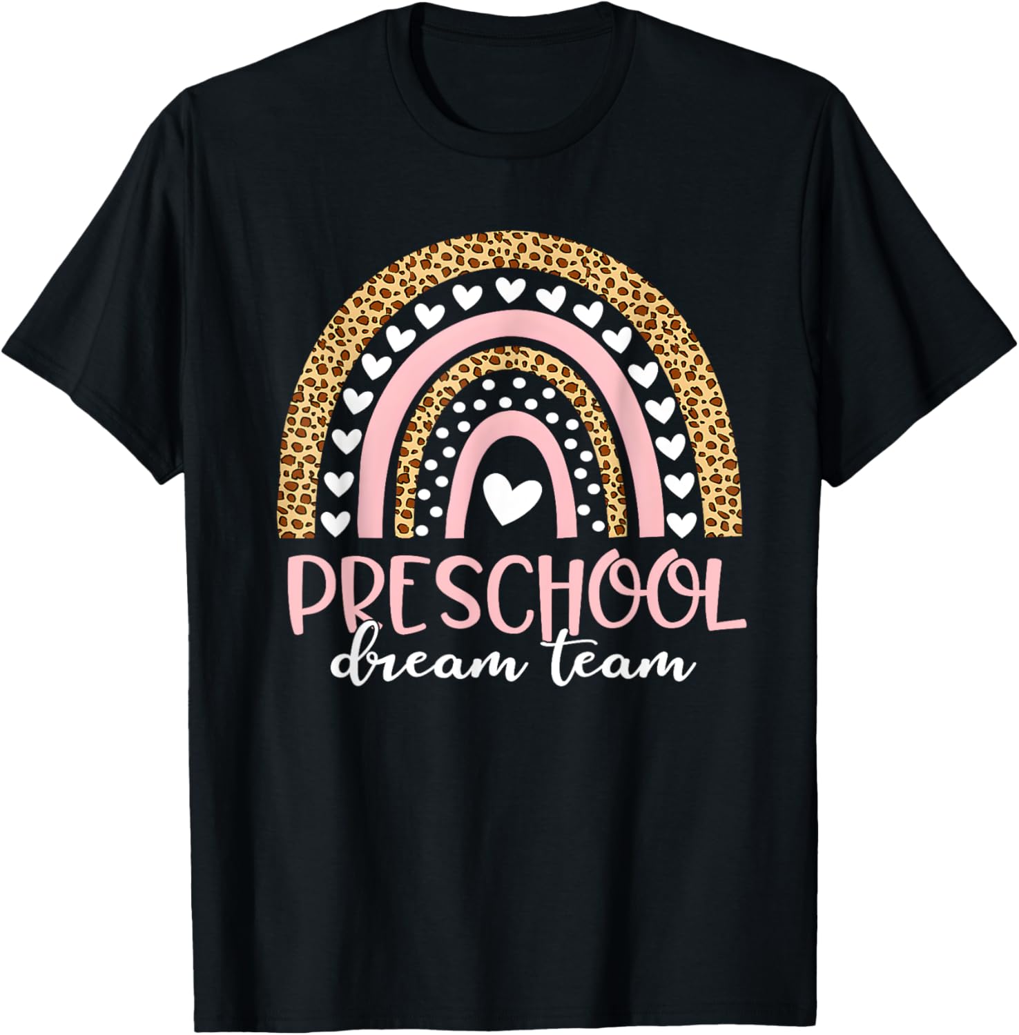 Preschool Dream Team Rainbow Teacher Squad Back To School T-Shirt - T-Shirt | Black