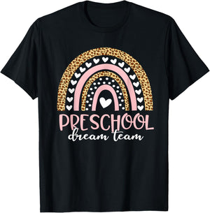 Preschool Dream Team Rainbow Teacher Squad Back To School T-Shirt - T-Shirt | Black