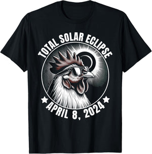 2024 Total Solar Eclipse Chicken Wearing Glasses Totality T-Shirt - T-Shirt | Black