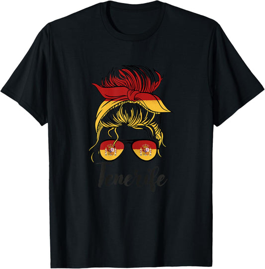 Tenerife Girl, Spanish Flag Spain T-Shirt - T-Shirt | Black