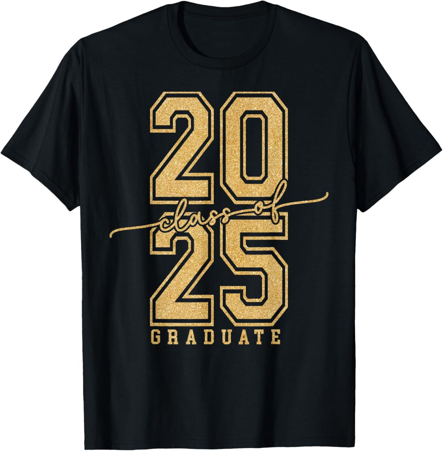 Senior 2025 Class of 2025 Graduation Gold Black Senior T-Shirt - T-Shirt | Black