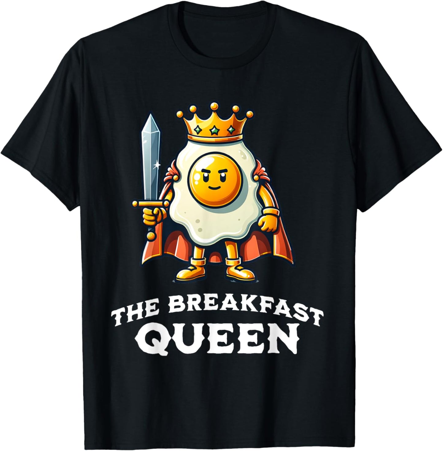 Breakfast Queen Funny Quote Breakfast Lover T-Shirt - T-Shirt | Black