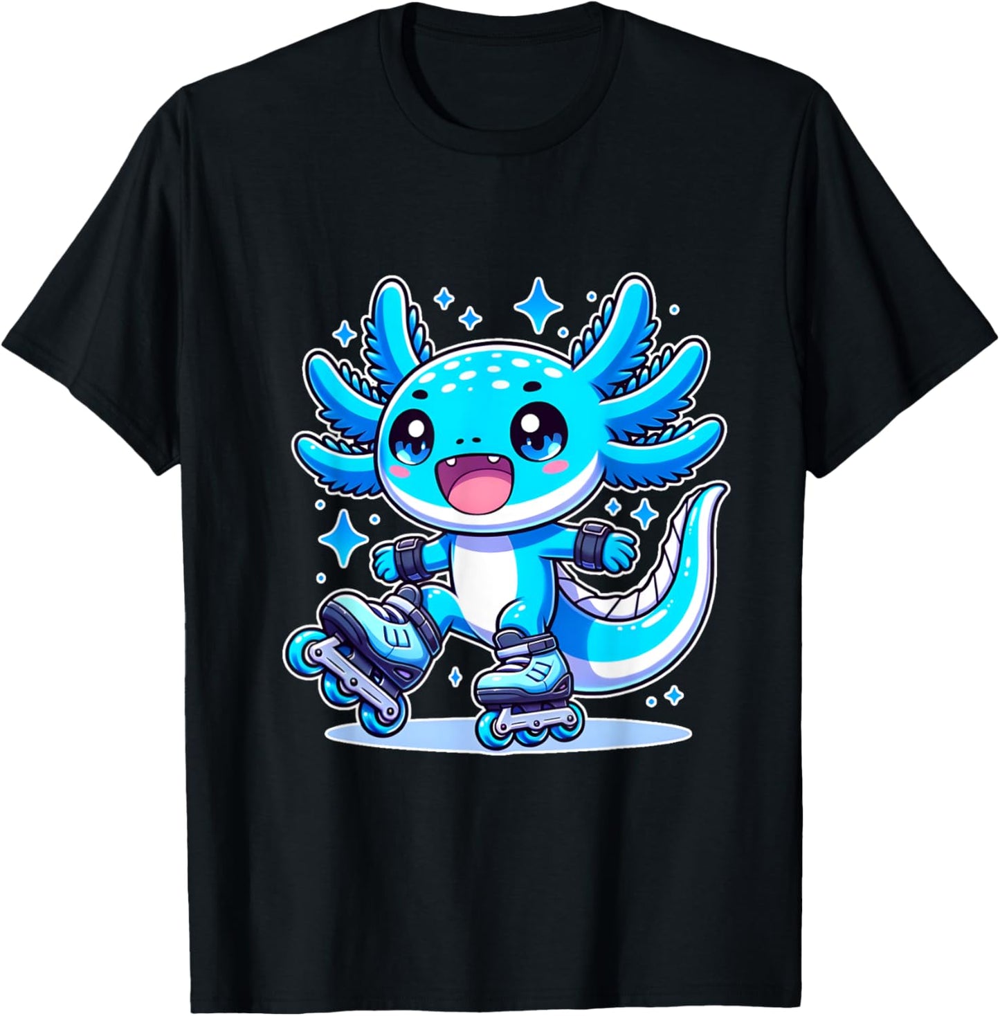 Funny Axolotl Rollerblade roller skater roller skate funny T-Shirt - T-Shirt | Black