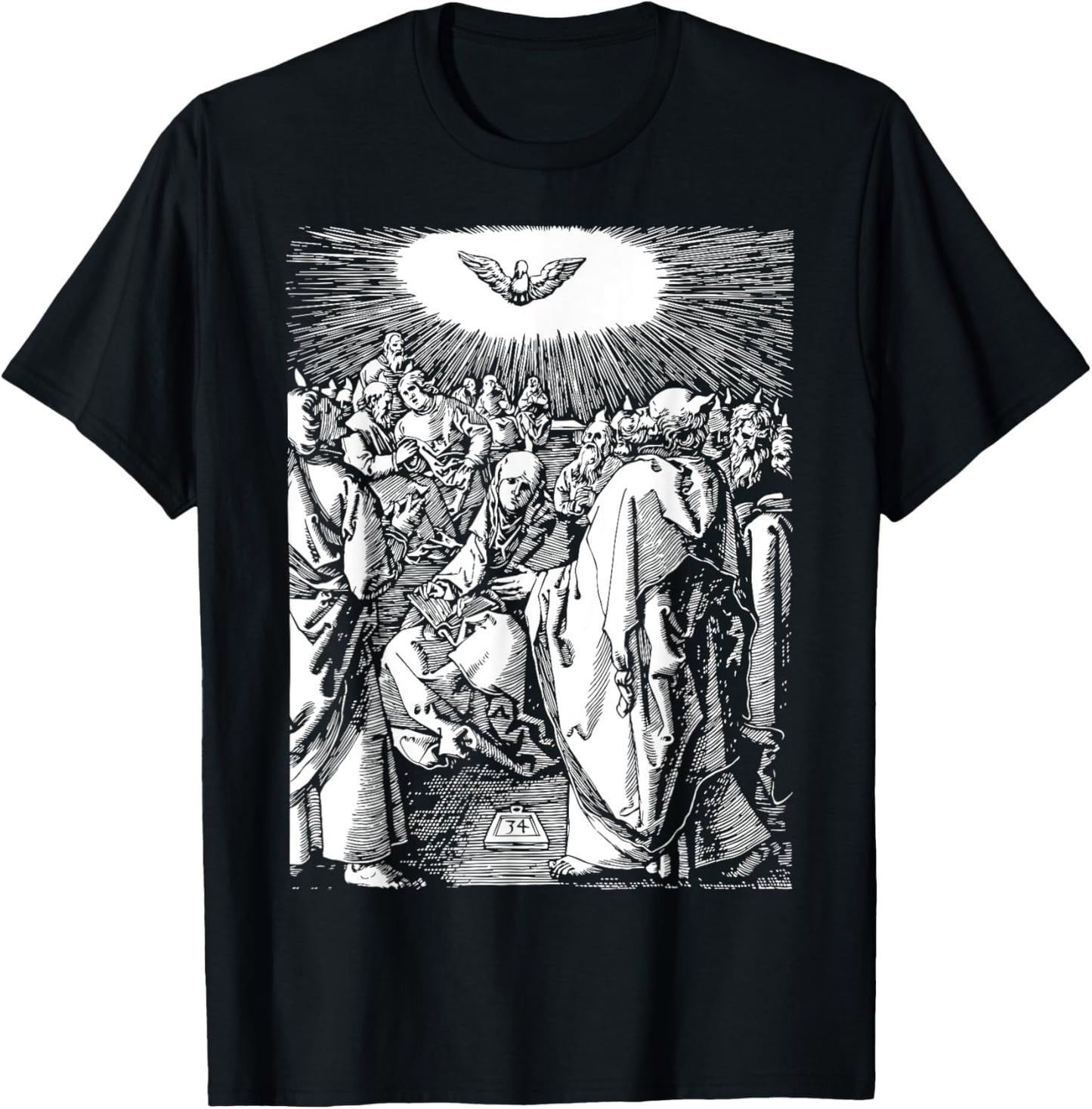 Pentecost Dove Tongues of Fire Flame Holy Spirit Catholic T-Shirt - T-Shirt | Black