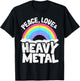 Punk Kids Band Metal Rainbow Retro Peace Love & Heavy Metal T-Shirt - T-Shirt | Black