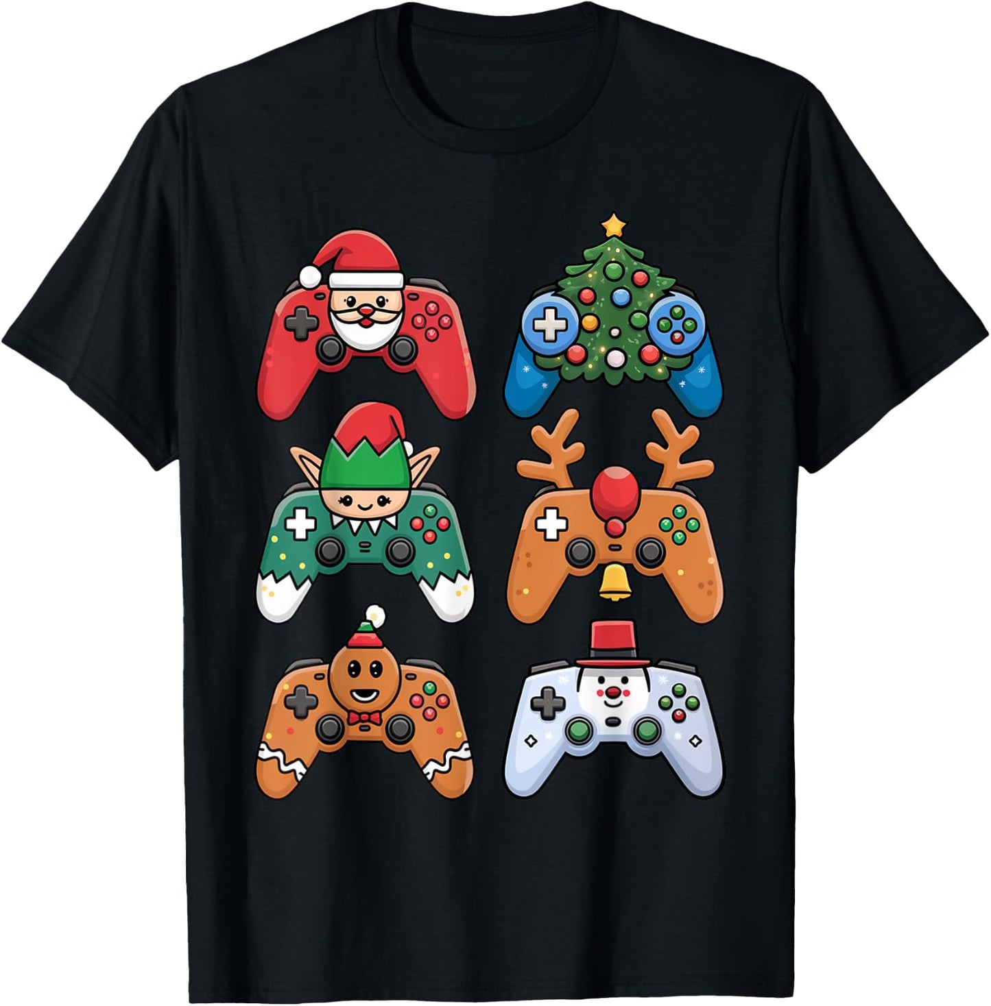 Christmas Video Gamer Controller Xmas Gaming Men Boys Kids T-Shirt - T-Shirt | Black