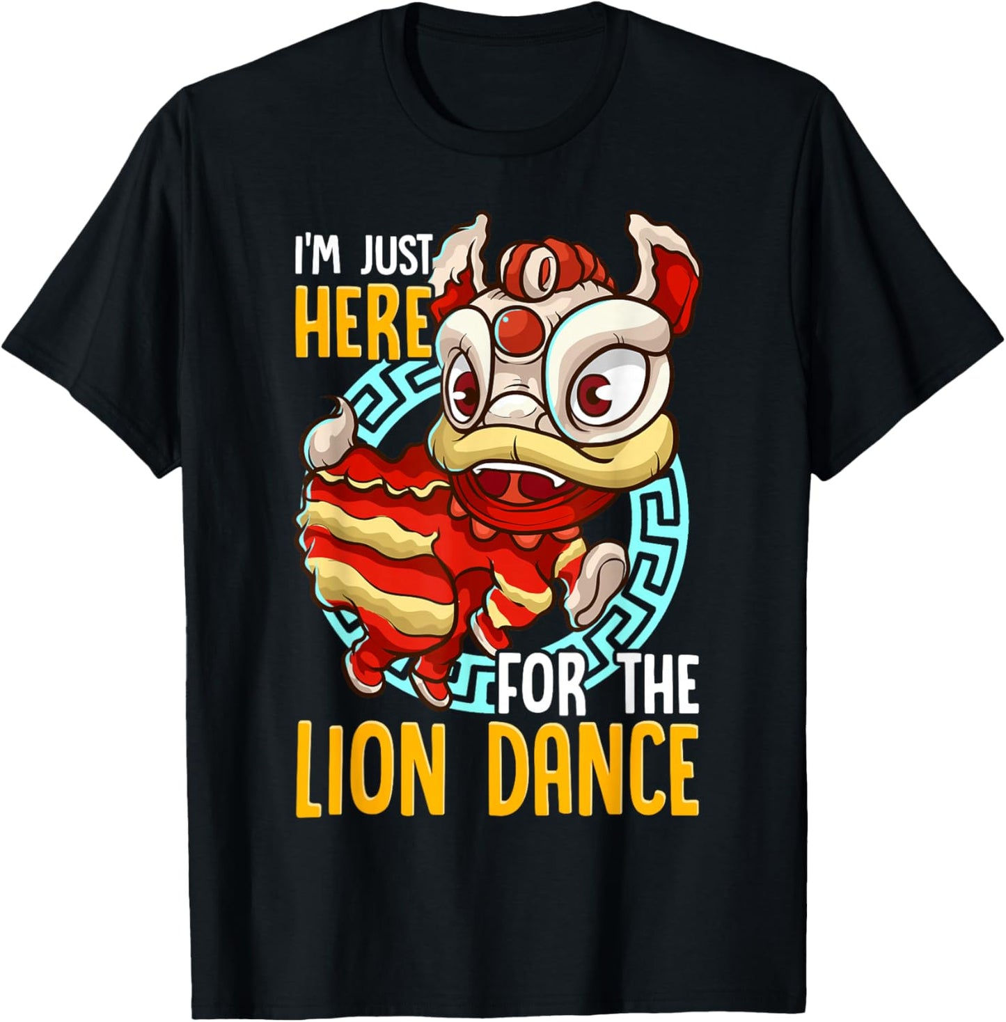 Chinese New Year 2025 Lion Dance Boy Girl Kids Red Orange T-Shirt - T-Shirt | Black