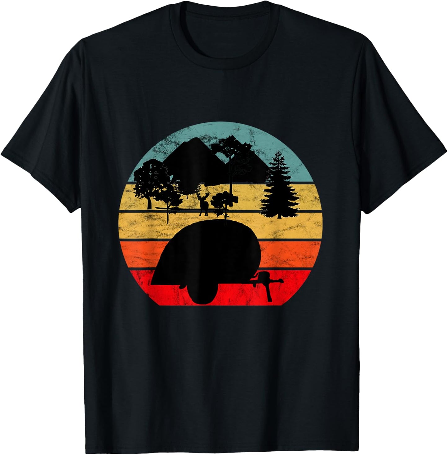 Camping Caravan Vintage Retro Sunset Camper T-Shirt - T-Shirt | Black