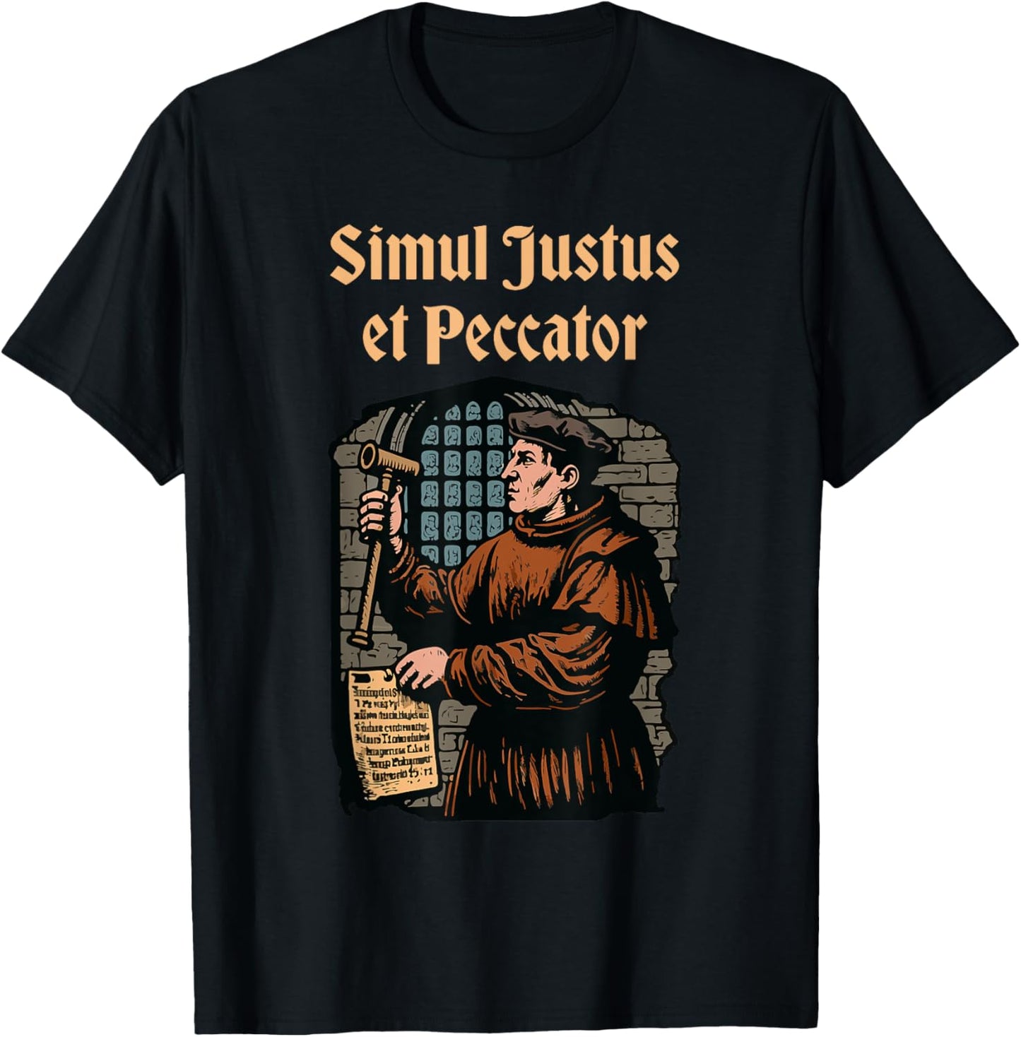 Martin Luther Reformation Simul Justus et Peccator Christian T-Shirt - T-Shirt | Black