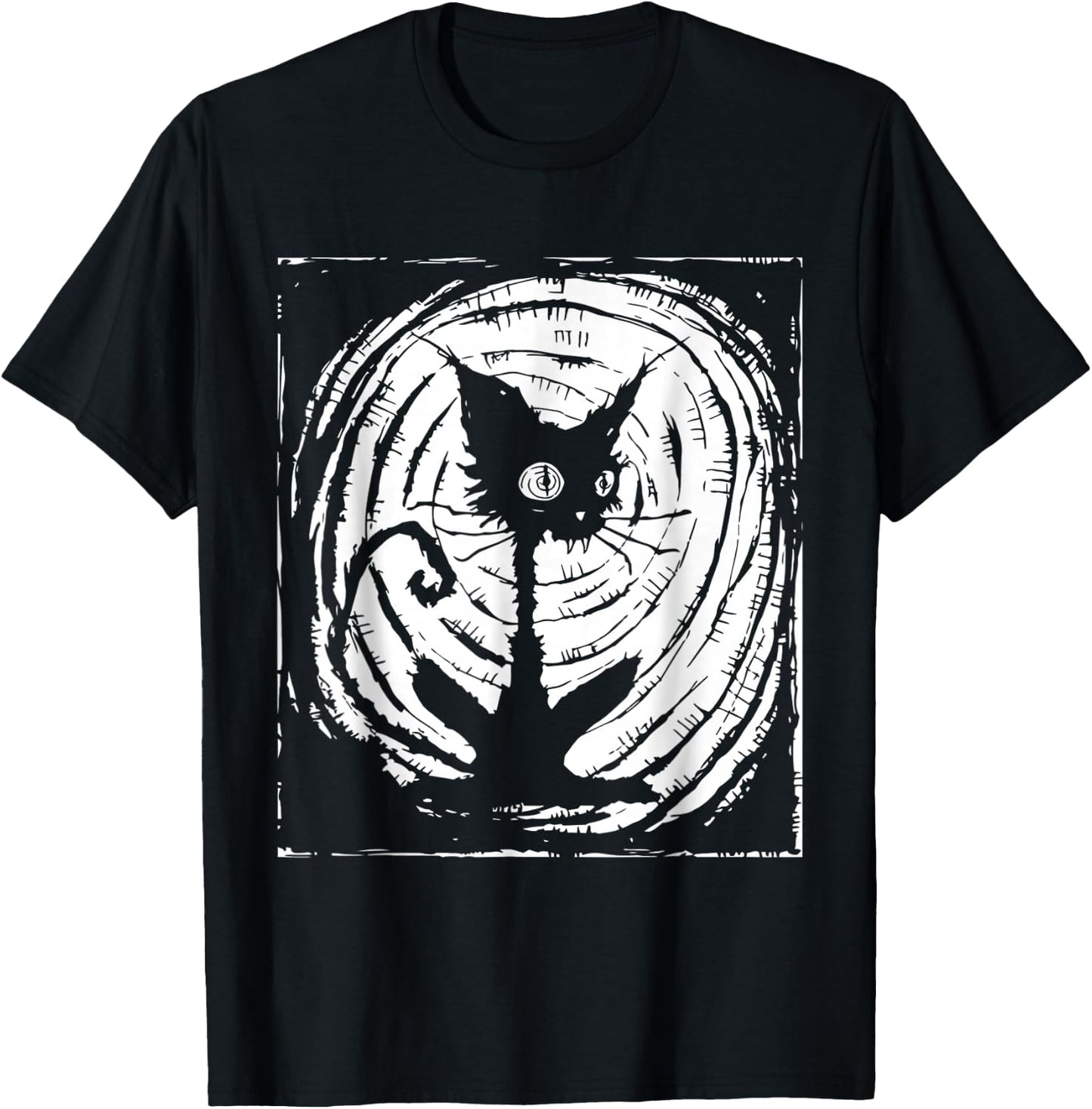 Black Cat Lazy Halloween Costume Scary Creepy T-Shirt - T-Shirt | Black
