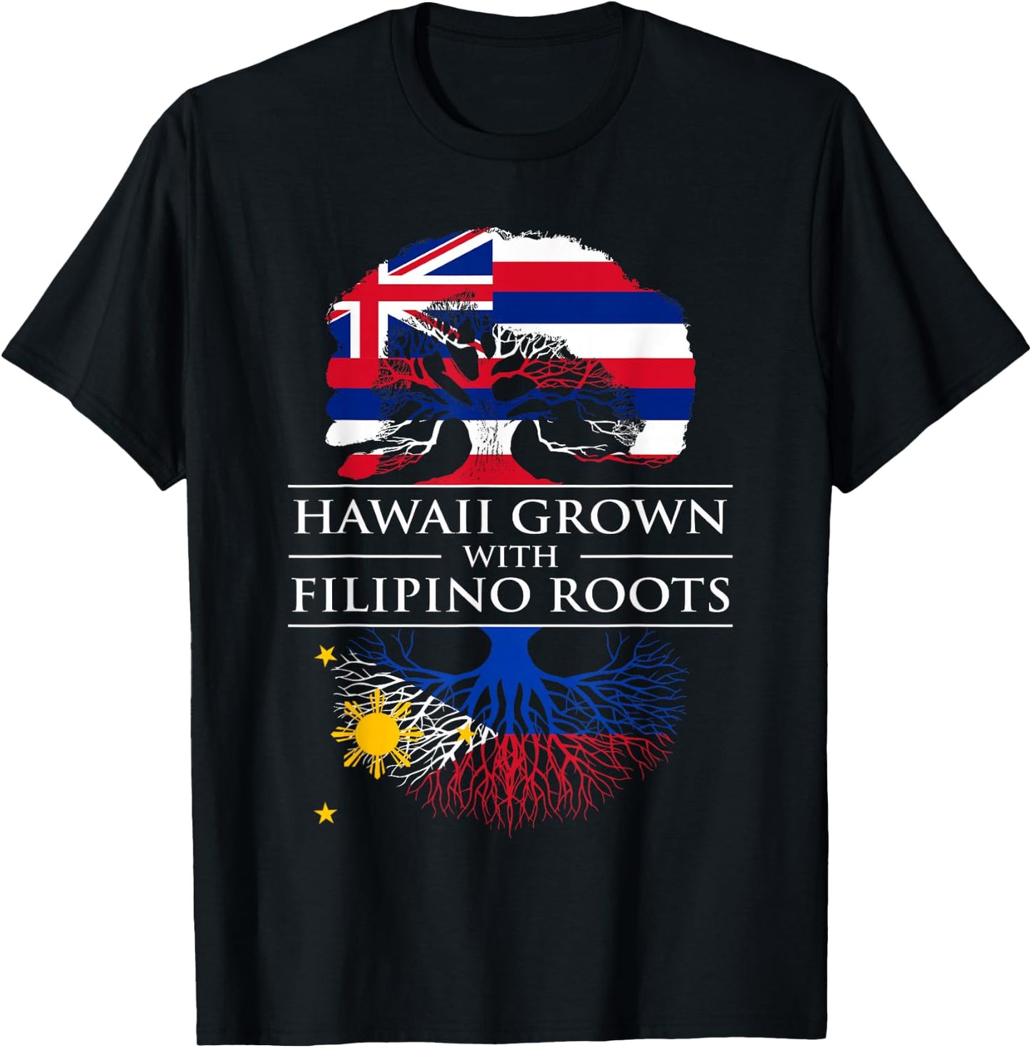 Hawaiian Filipino Shirt Hawaii Grown Filipino Roots heritage T-Shirt - T-Shirt | Black